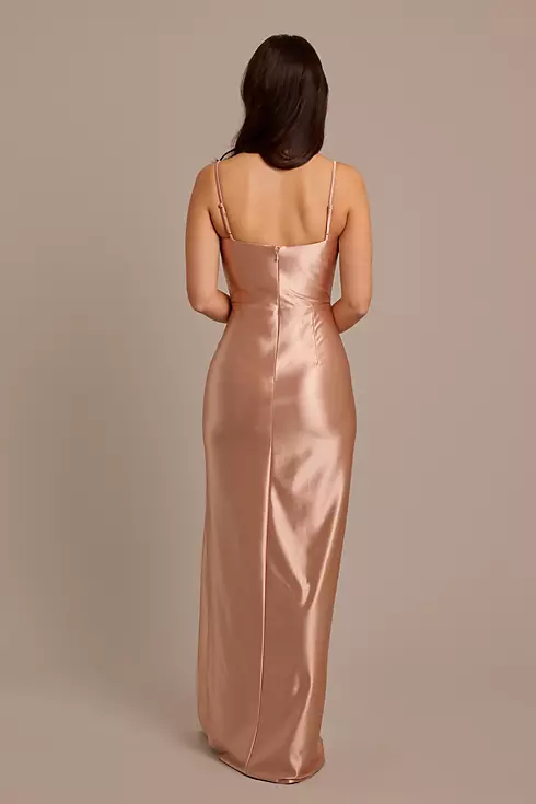 Sculpting Satin Cowl Neck Ruched Dress Image 2