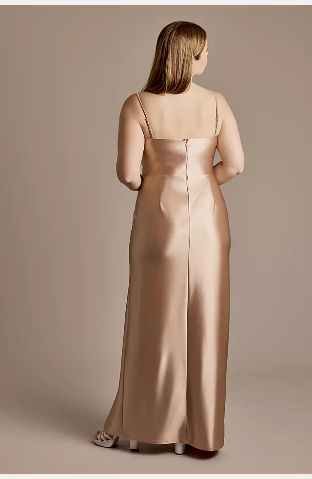 Sculpting Satin Cowl Neck Ruched Dress Image 5