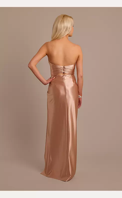 Sculpting Satin Sweetheart Ruched Dress Image 2