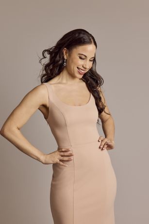 Crepe Tank Mermaid Dress with Back Knot Image 3