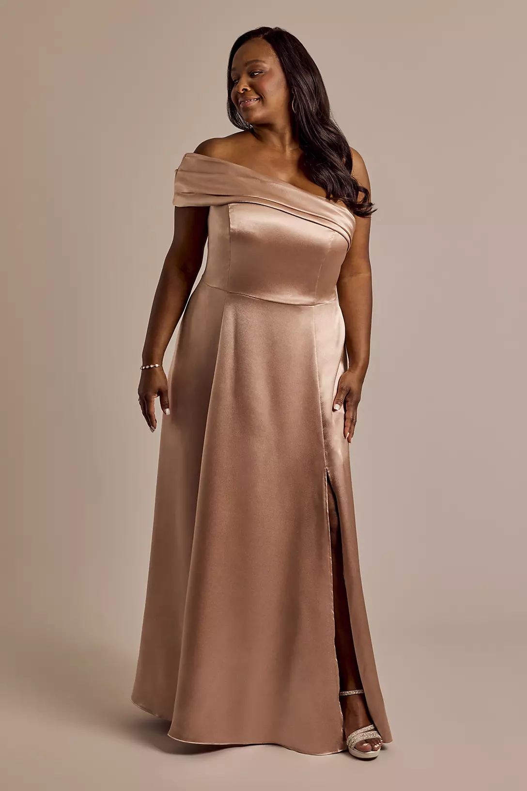Luxe Charmeuse Asymmetrical Dress Image 4