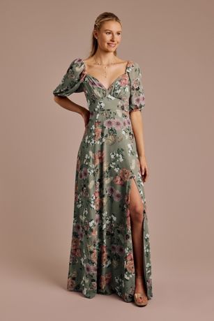 Floral Chiffon Short Sleeve A-Line Dress