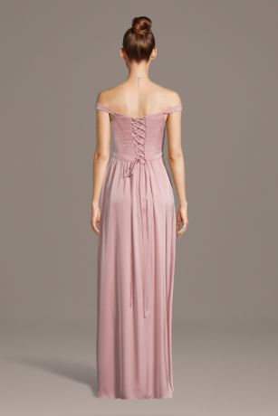 pink basque waist dress Strapless Basque Drop Waist Chiffon Maxi Dress with Shirred Skirt in Ballet Pink (Pink)