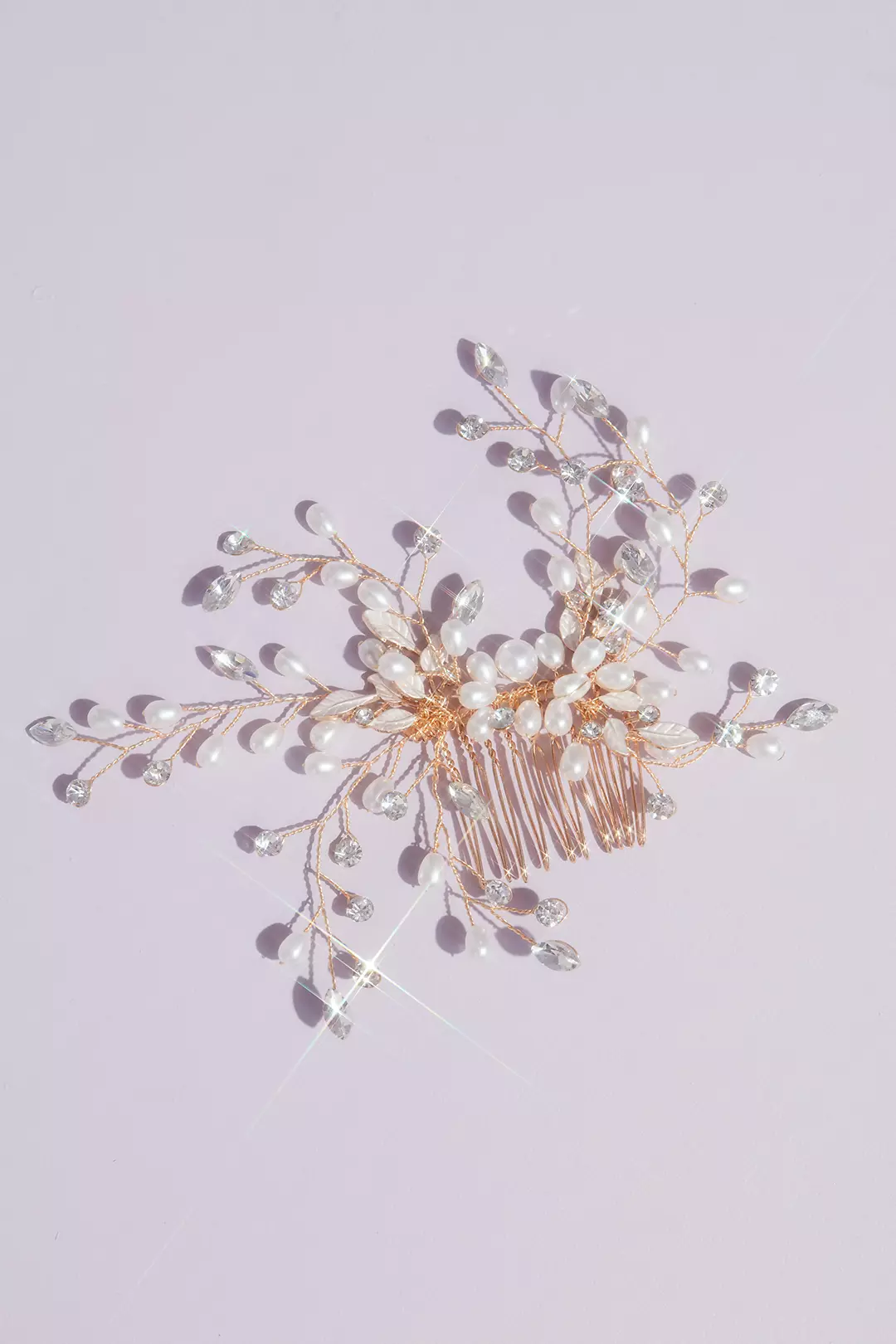 Pearl and Crystal Wire Branch Gilded Comb Image