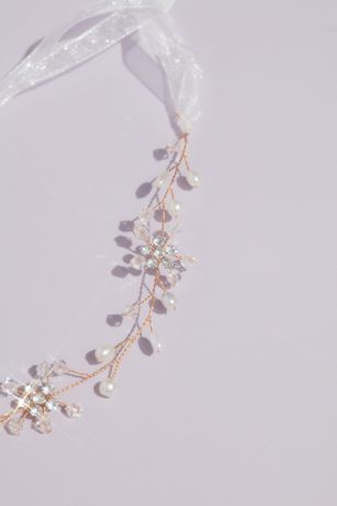 Pearl and Crystal Florals Wiry Branch Head Piece | David's Bridal