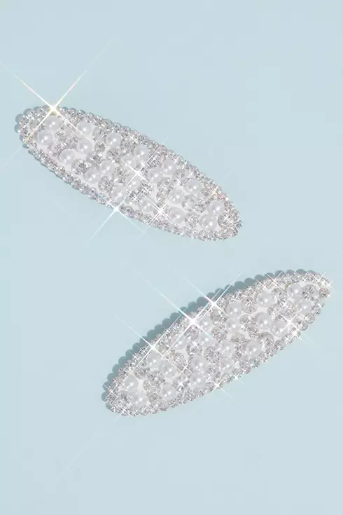 Pearl and Crystal Oval Hair Clip Set Image 1