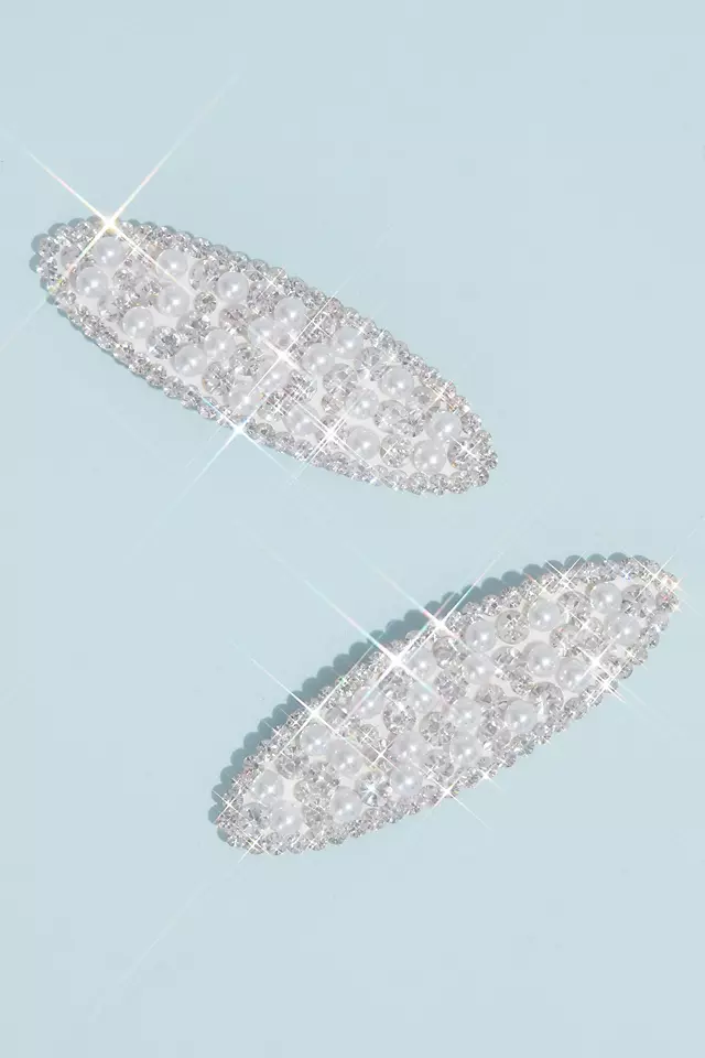 Pearl and Crystal Oval Hair Clip Set Image