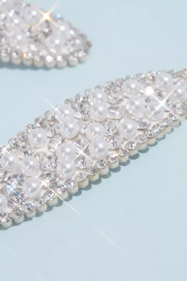 Pearl and Crystal Oval Hair Clip Set Image 2