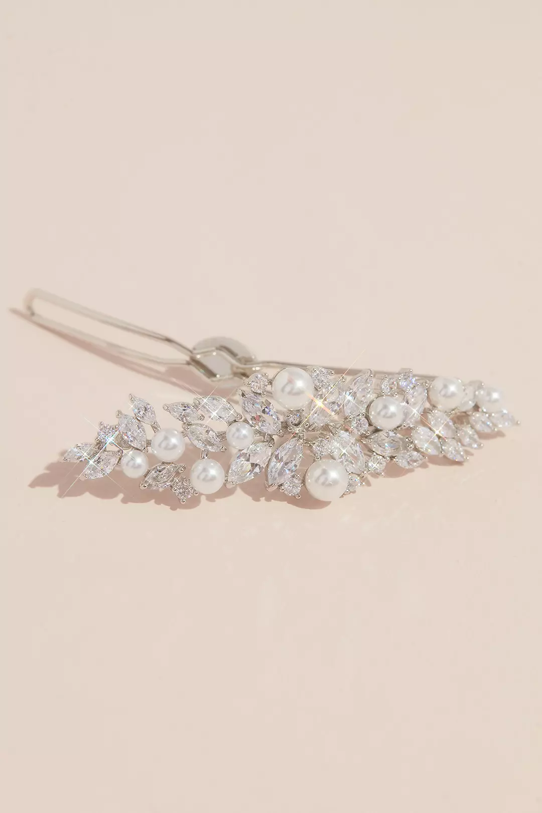 Leafy Cubic Zirconia and Pearl Hair Pin Image