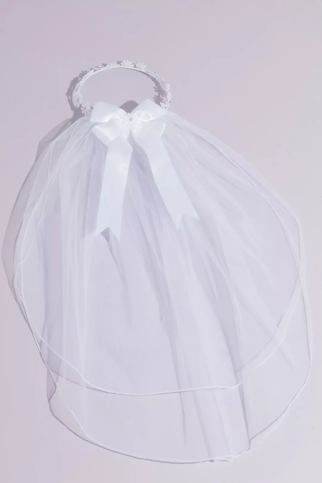 Daisy Chain Two Tier Communion Veil with Bow Image