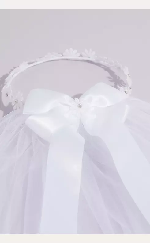 Daisy Chain Two Tier Communion Veil with Bow Image 2