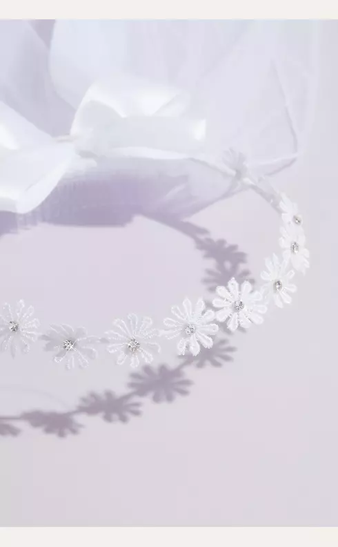 Daisy Chain Two Tier Communion Veil with Bow Image 3