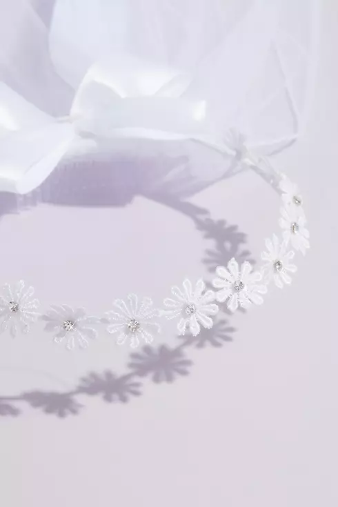 Daisy Chain Two Tier Communion Veil with Bow Image 3