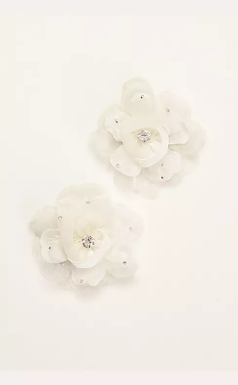 Organza Flower Clip with Crystal and Rhinestones Image 2