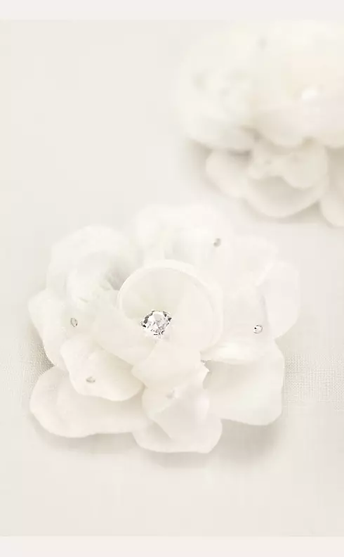 Organza Flower Clip with Crystal and Rhinestones Image 1