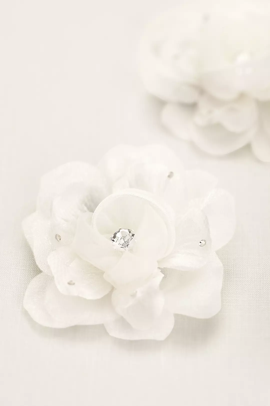 Organza Flower Clip with Crystal and Rhinestones Image