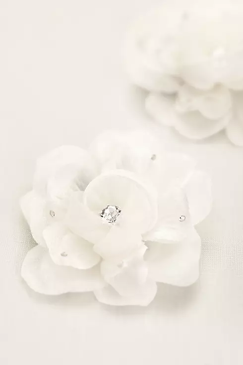 Organza Flower Clip with Crystal and Rhinestones Image 1
