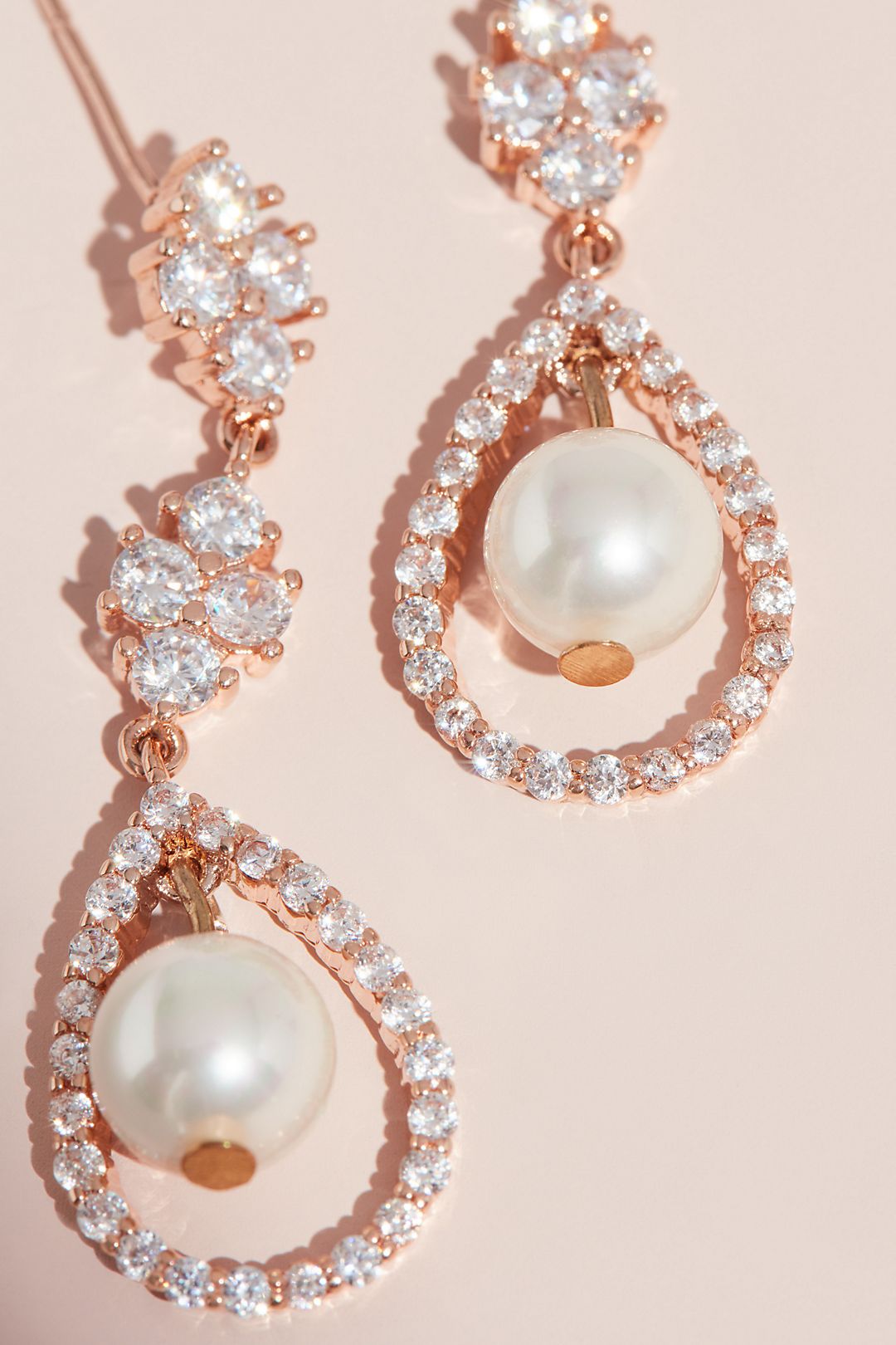 Crystal Cluster Earrings with Pave and Pearl Drop Image 2