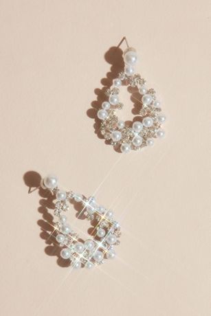 Pearl and Crystal Statement Teardrop Earrings