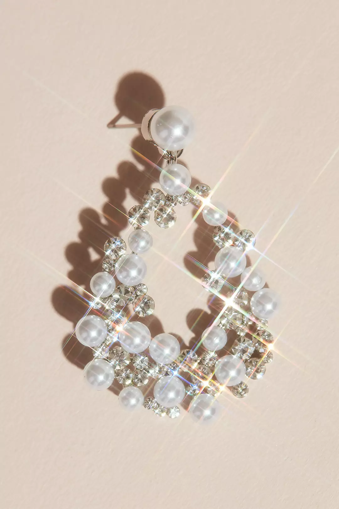 Pearl and Crystal Statement Teardrop Earrings Image 2