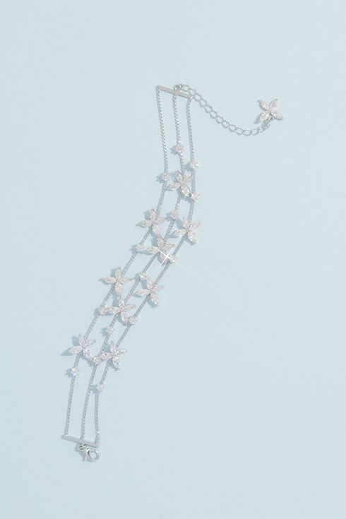 Cubic Zirconia Flower Garland Chain Bracelet Image