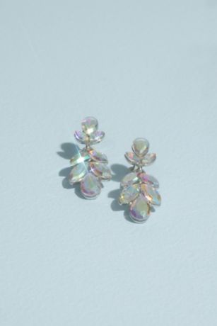 Iridescent Crystal Leaf Drop Earrings