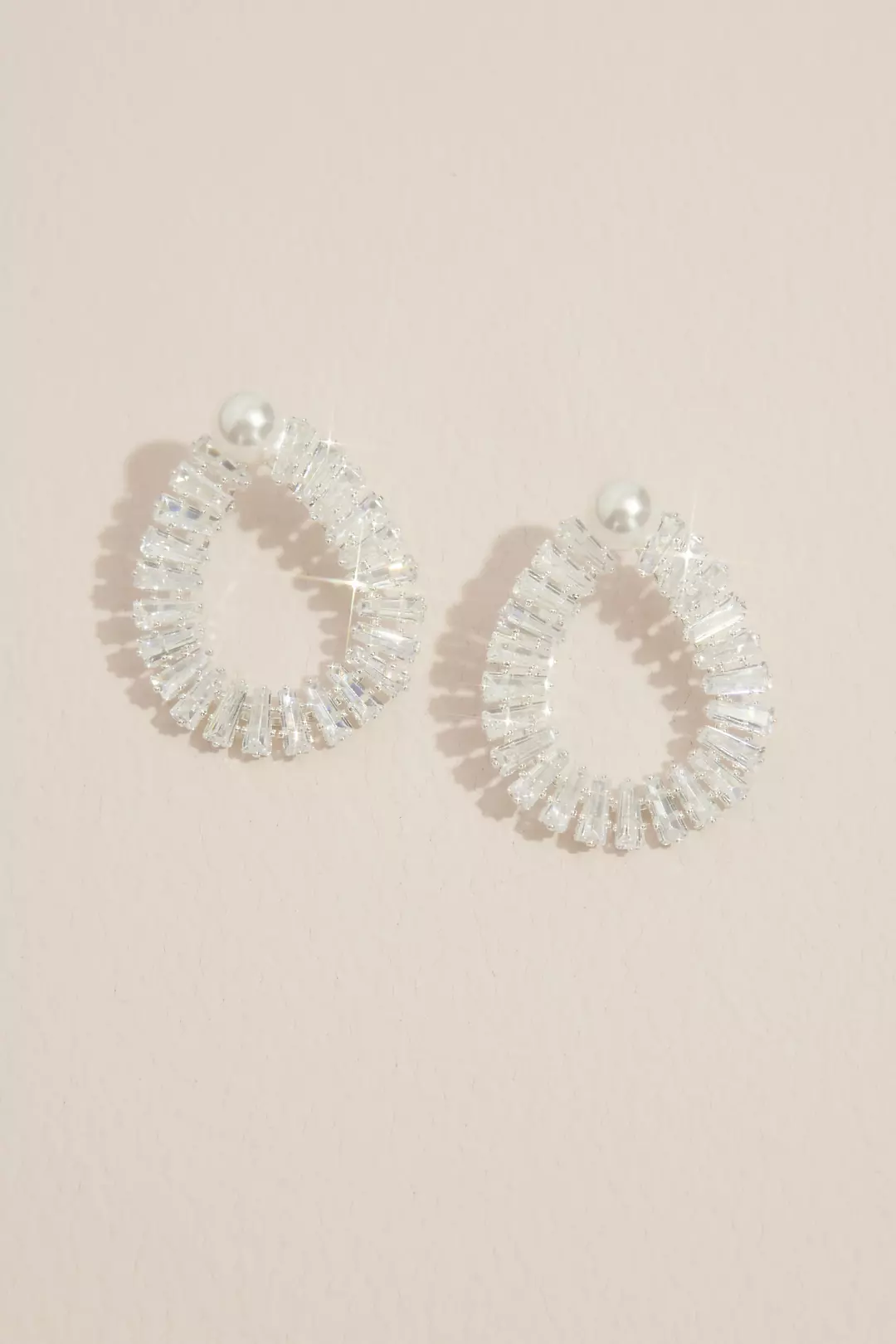 Pearl and Baguette Teardrop Earrings Image 3