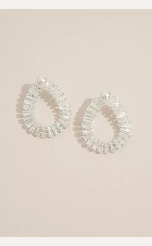 Pearl and Baguette Teardrop Earrings Image 3
