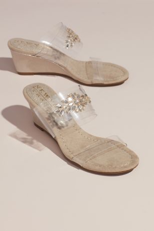 Clear Strap Wedges with Crystal Embellishments | David's Bridal