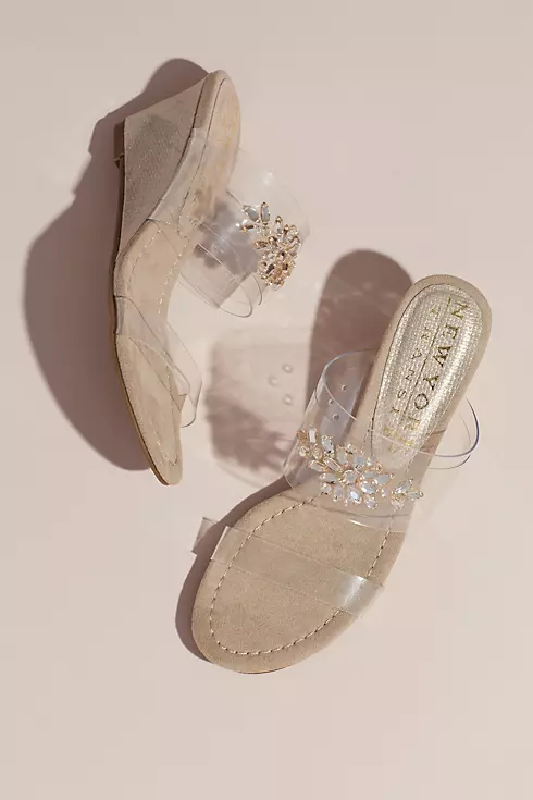 Clear Strap Wedges with Crystal Embellishments Image 3