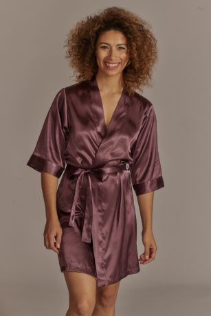 Satin Short Sleeved Robe with Trim
