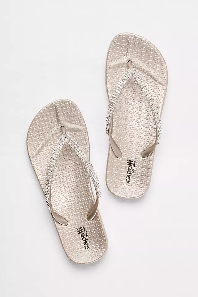 Molded Footbed Flip Flops with Tiny Crystal Straps Image