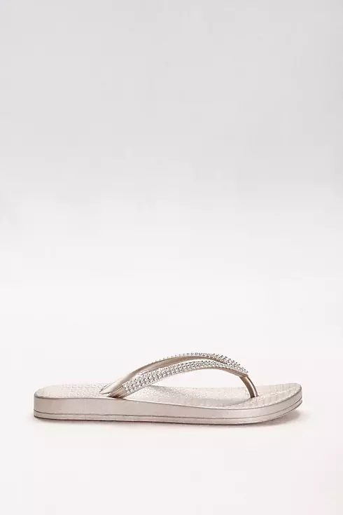 Molded Footbed Flip Flops with Tiny Crystal Straps Image 4
