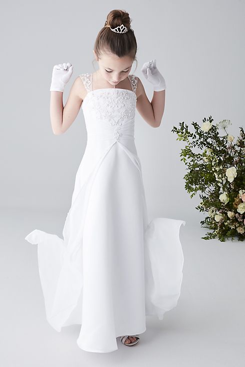 Satin A-Line Flower Girl Gown with Embroidery Image 4