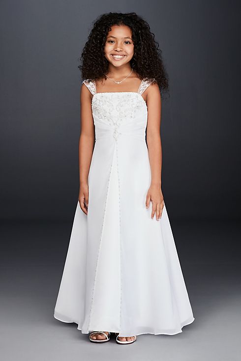 Satin A-Line Flower Girl Gown with Embroidery Image