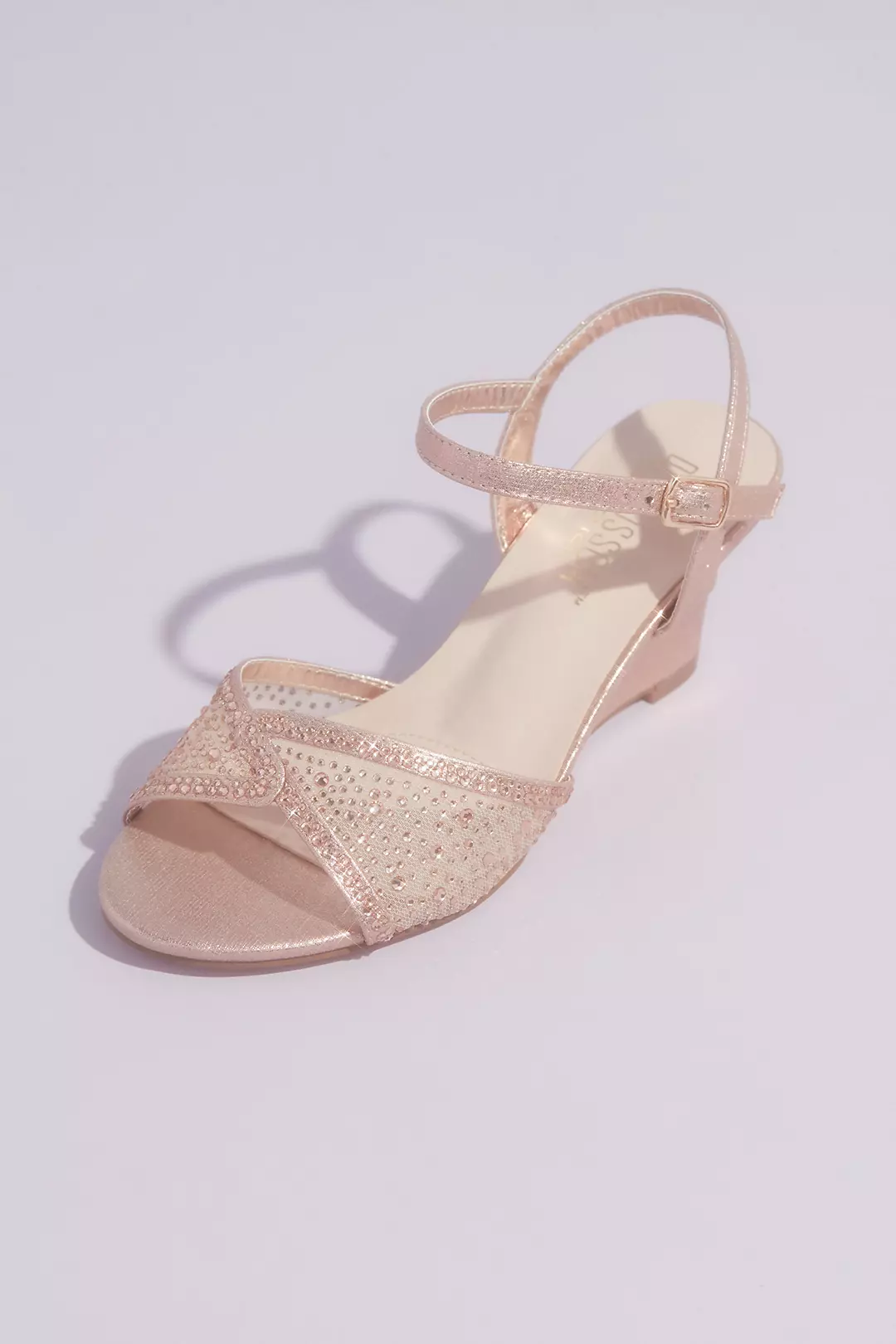 Illusion Peep Toe and Tonal Crystals Wedge Sandals | David's Bridal