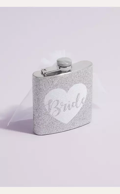 Glitter Bride Flask with Veil Image 1