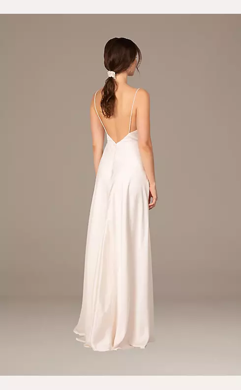 Rosabel Cowl Neck Satin Gown with Spaghetti Straps
