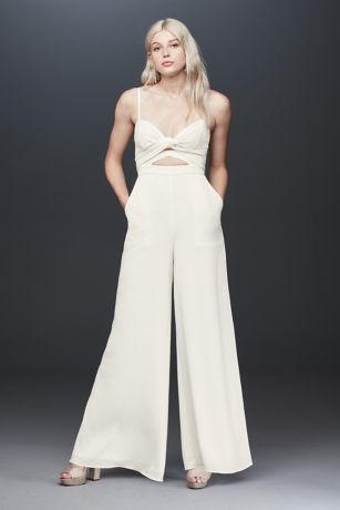 white jumpsuit david's bridal