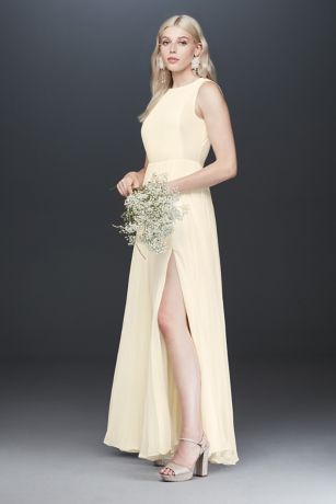 Long Sheath Wedding Dress - Fame and Partners x David's Bridal
