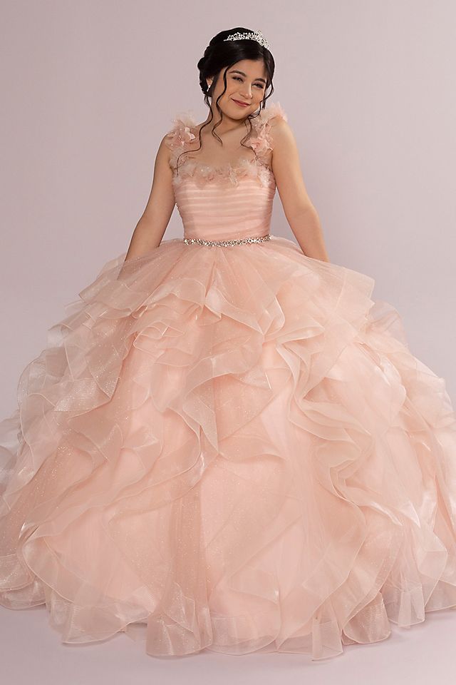 Ruffle Tulle Quince Dress with Convertible Straps Image 1