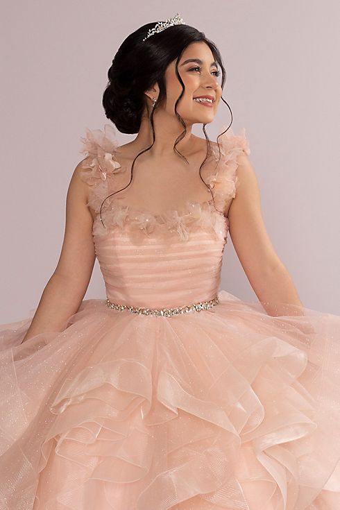 Ruffle Tulle Quince Dress with Convertible Straps Image 3