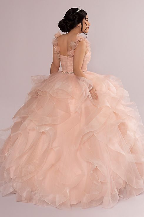 Ruffle Tulle Quince Dress with Convertible Straps Image 2