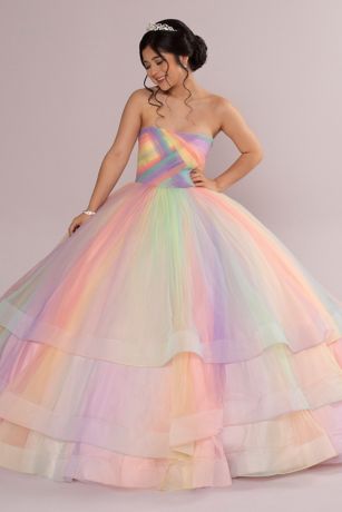 Quinceanera hot sale rainbow dresses