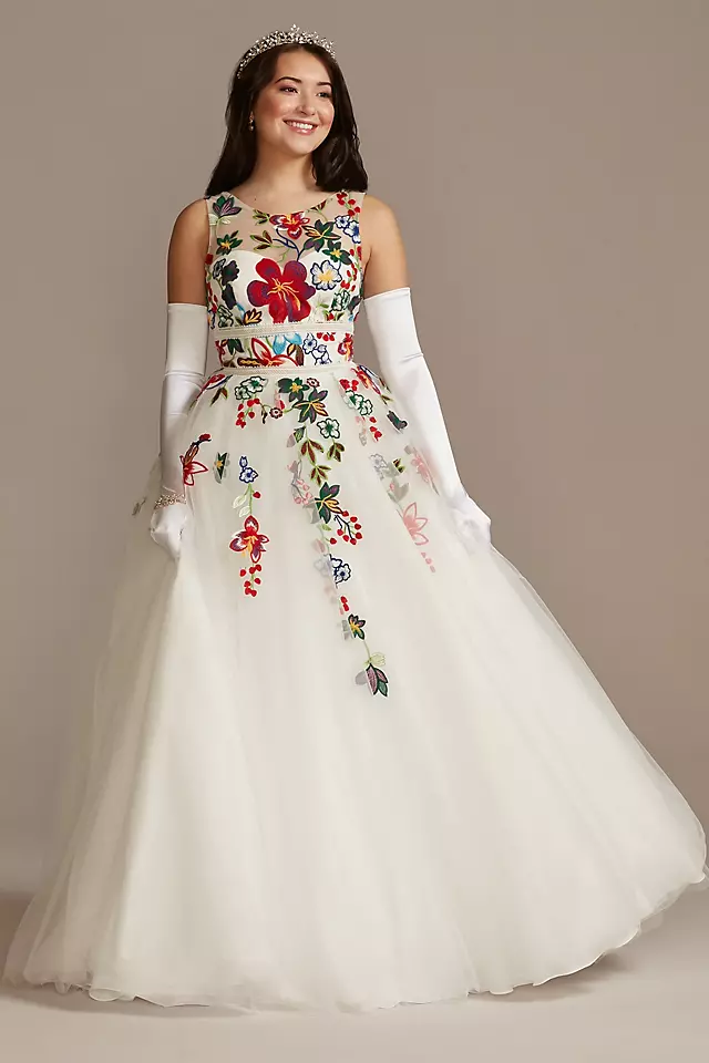 Floral Lace Applique Quince Dress Image 5