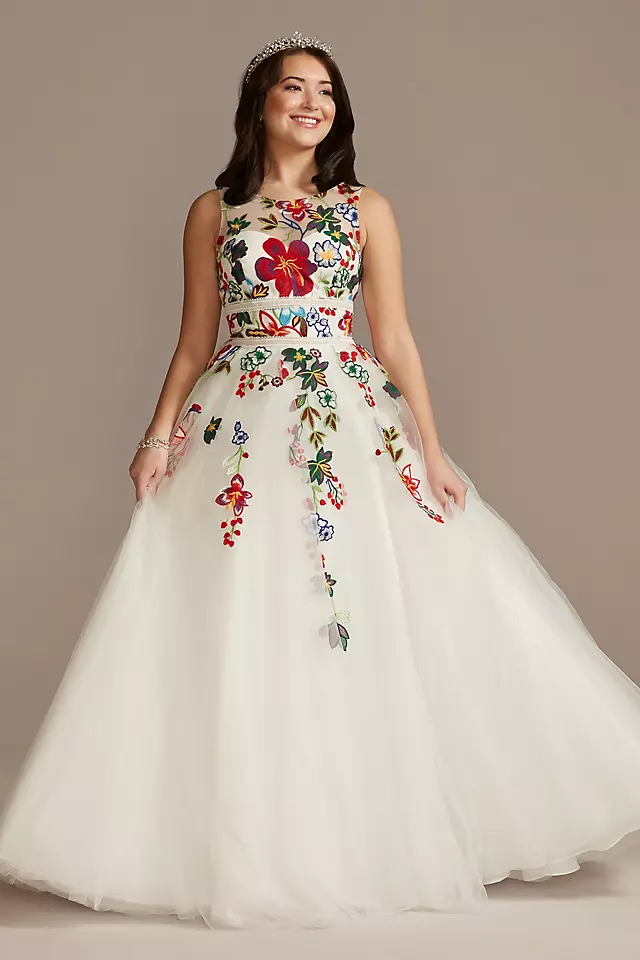 Floral Lace Applique Quince Dress Image 4