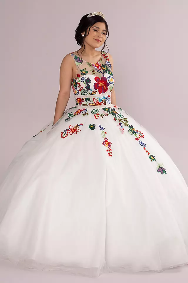 Floral Lace Applique Quince Dress Image