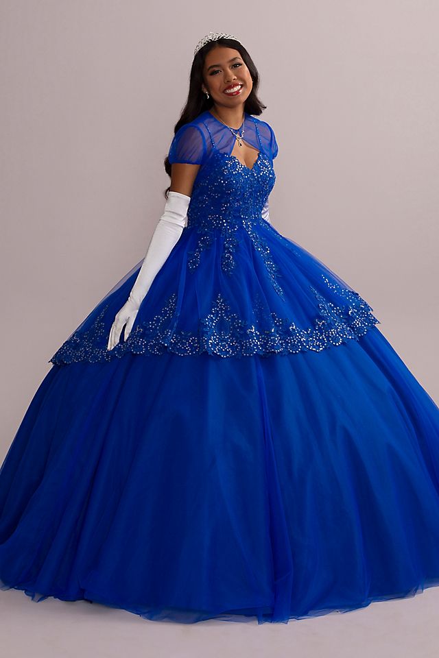 Corded Lace Quince Ball Gown with Bolero Image 2