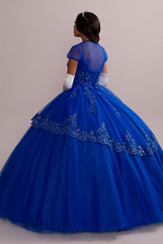 Corded Lace Quince Ball Gown with Bolero Image 4