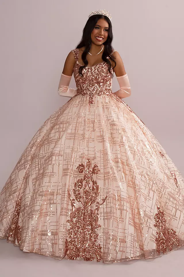 Patterned Sequin Quince Ball Gown with Bolero Image